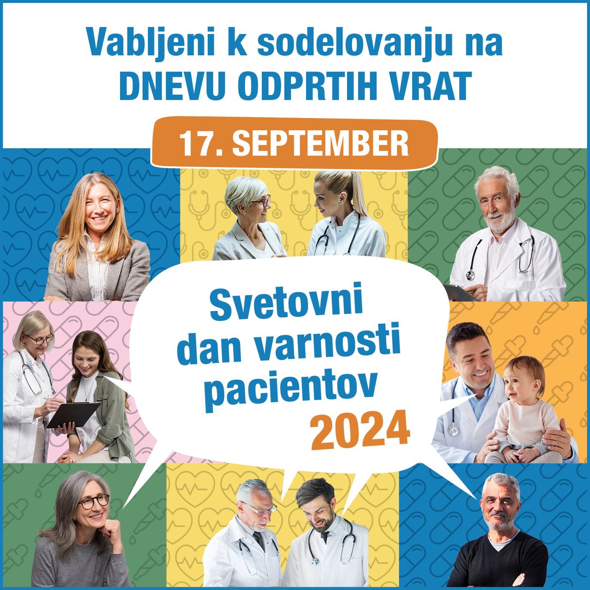 Plakat na dan odprtih vrat ob Svetovnem dnevu varnosti pacientov 2024.